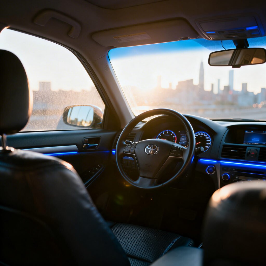 Window Tinting In Mississauga Car Interior View With Sunlight Reduced Through Tinted Windows Creating A Comfortable Driving Environment