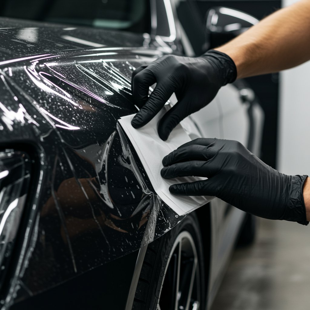 Paint Protection Film In Scarborough Paint Protection Film Installation In Scarborough With Expert Applying Ppf On Car Surface