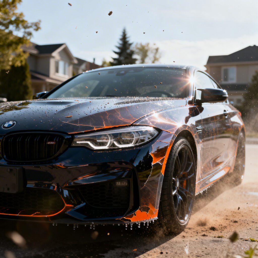 Paint Protection Film In Brampton Vehicle In Brampton Exposed To Road Debris Causing Paint Damage Without Paint Protection Film